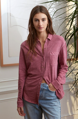 Washed Avery Shirt in Hawthorne Rose - PARK STORY