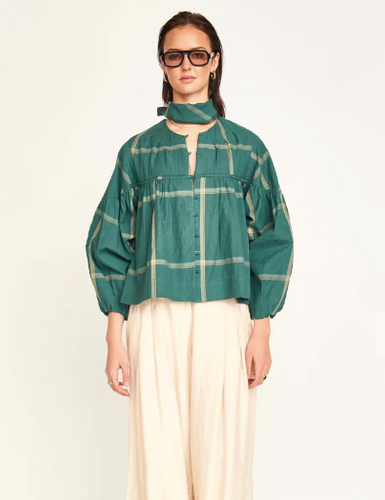 Silverton Blouse in Mallard Plaid - PARK STORY