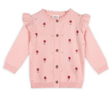 Load image into Gallery viewer, Floral Embroidered Pointille Knit Baby Cardigan - PARK STORY
