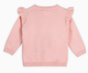 Floral Embroidered Pointille Knit Baby Cardigan - PARK STORY