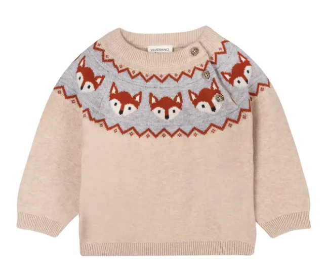 Fox Jacquard Fair Isle Sweater Knit Baby Pullover - PARK STORY