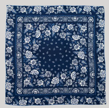 Load image into Gallery viewer, Silk Twill Scarf - Rosey in Navy - PARK STORY
