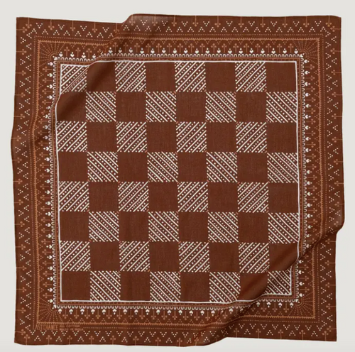 Cotton Checker Bandana in Cocoa - PARK STORY