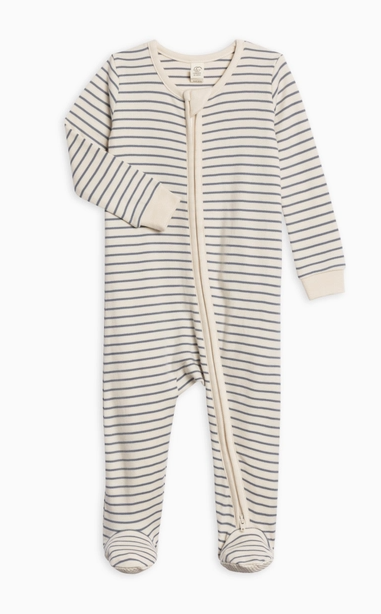 Peyton Zipper Sleeper - Summit Stripe in Denim - PARK STORY