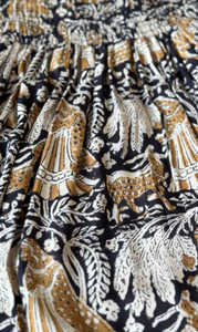 Shirred Skirt in Story Print