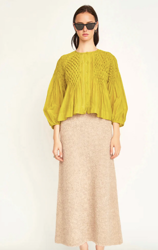 Ynez Hand Smocked Blouse in Citronelle - PARK STORY