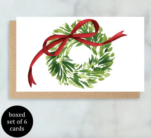 Wreath with Bow Mini Cards- Boxed Set of 6 | Blank Cards - PARK STORY