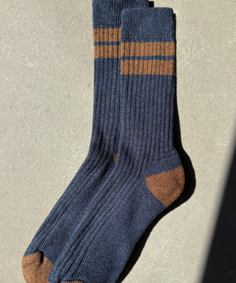 Jenni Organic Cotton Socks in Navy Marl and Brown