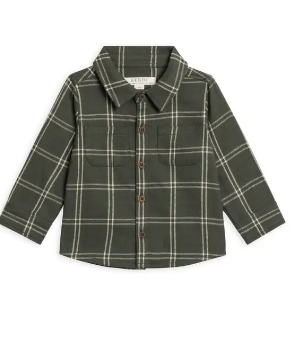 Lev Flannel Long Sleeve Collared Shirt - Navy Plaid - PARK STORY
