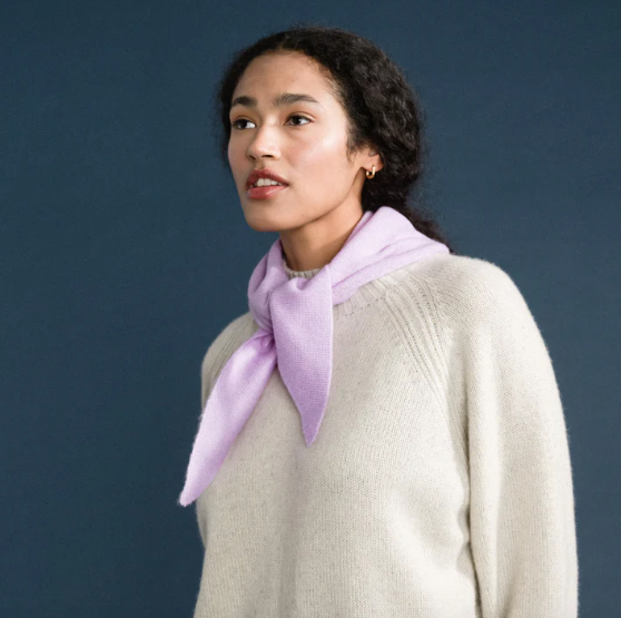 Cashmere Triangle Scarf in Lilac - PARK STORY
