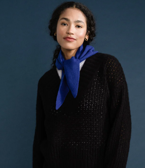 Cashmere Triangle Scarf in Cobalt - PARK STORY
