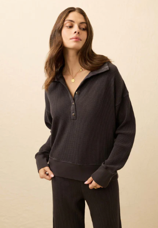 Après Waffle Henley - Washed Black - PARK STORY