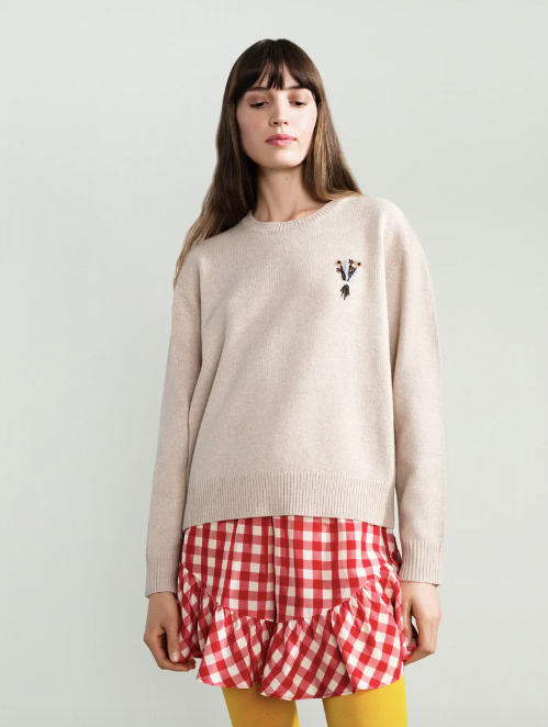 Rhys Crewneck Sweater in Oatmeal - PARK STORY