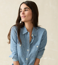 Load image into Gallery viewer, The Tried and True Chambray Shirt in Stripe - PARK STORY
