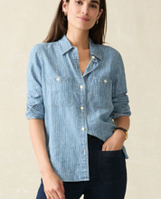 Load image into Gallery viewer, The Tried and True Chambray Shirt in Stripe - PARK STORY
