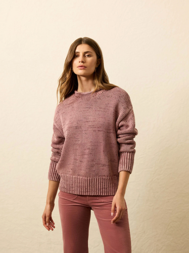 Sunwashed Cotton Roll Neck Sweater in Nostalgia Rose - PARK STORY