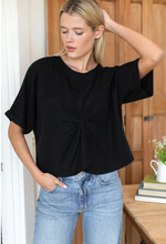 Load image into Gallery viewer, Knot Front Tee - Black Tencel - PARK STORY
