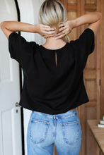 Load image into Gallery viewer, Knot Front Tee - Black Tencel - PARK STORY
