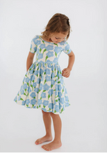 Load image into Gallery viewer, Short Sleeve Blue Garden Twirl Dress - PARK STORY
