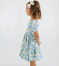 Load image into Gallery viewer, Short Sleeve Blue Garden Twirl Dress - PARK STORY
