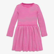 Load image into Gallery viewer, Kids Long Sleeve Rib Perfect Pocket Dress in Stripe - PARK STORY
