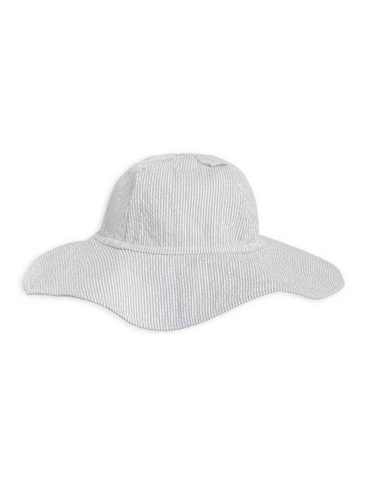 Organic Baby & Kids Seersucker Sun Hat - Shore Stripe / Mist - PARK STORY