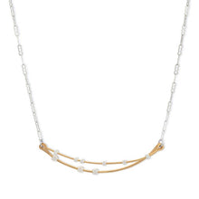 Load image into Gallery viewer, Crescent Curved Bars Gold &amp; Silver Necklace

