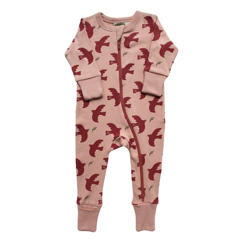 Long Sleeve Zip Romper - Pink Doves - PARK STORY