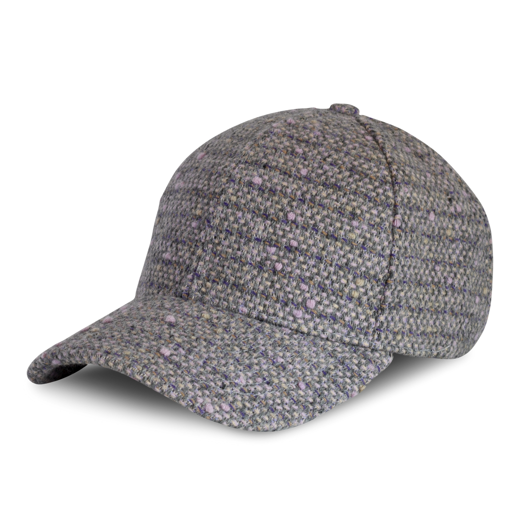 Gray and Lavender Italian Wool Tweed Baseball Cap - PARK STORY