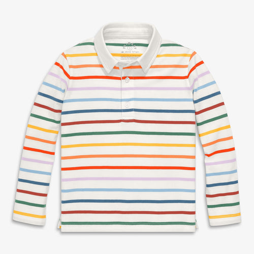 Kids Long Sleeve Polo in Rainbow Stripe - PARK STORY