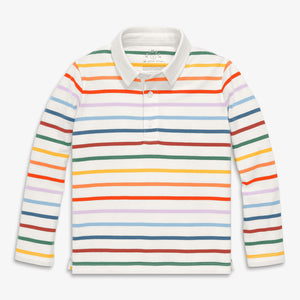 Kids Long Sleeve Polo in Rainbow Stripe - PARK STORY