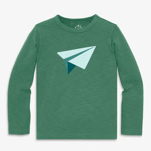 Kids Long Sleeve Paper Plane Tee in Chive - PARK STORY