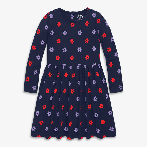 Kids Long Sleeve Perfect Pocket Dress in Violet Blooms - PARK STORY