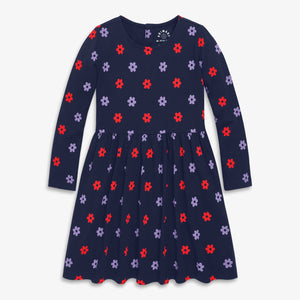 Kids Long Sleeve Perfect Pocket Dress in Violet Blooms - PARK STORY