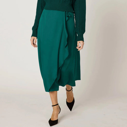 Regina Midi Skirt in Forest Green - PARK STORY