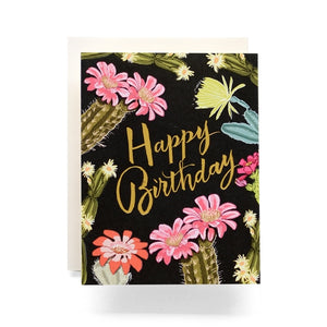 Cactus Bloom Happy Birthday Greeting Card