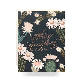 Cactus Blooms Merry Everything Greeting Card