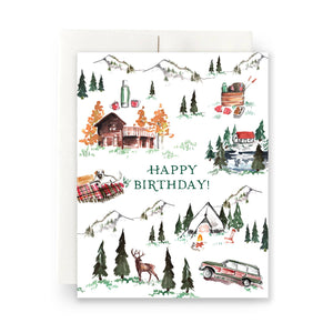 Alpine Lodge Happy Birthday Greeting Card