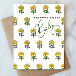 Yellow Floral Baby Greeting Card - PARK STORY