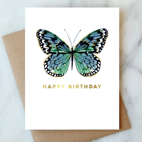 Blue Butterfly Happy Birthday Greeting Card - PARK STORY