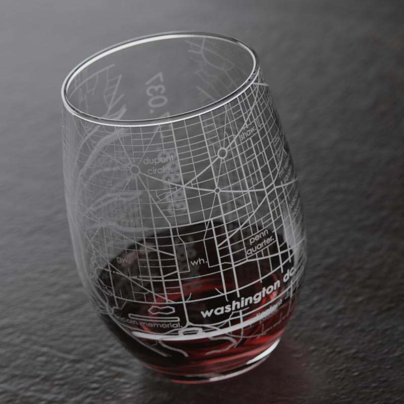 Washington DC Map Wine Glasses