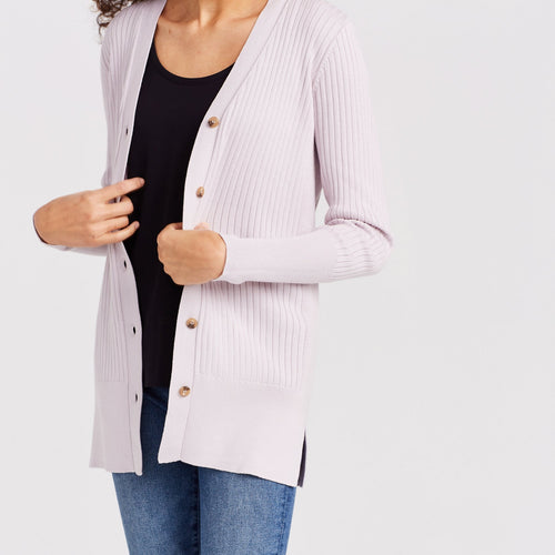 Ribbed Cardigan (iceberg & mink) - PARK STORY