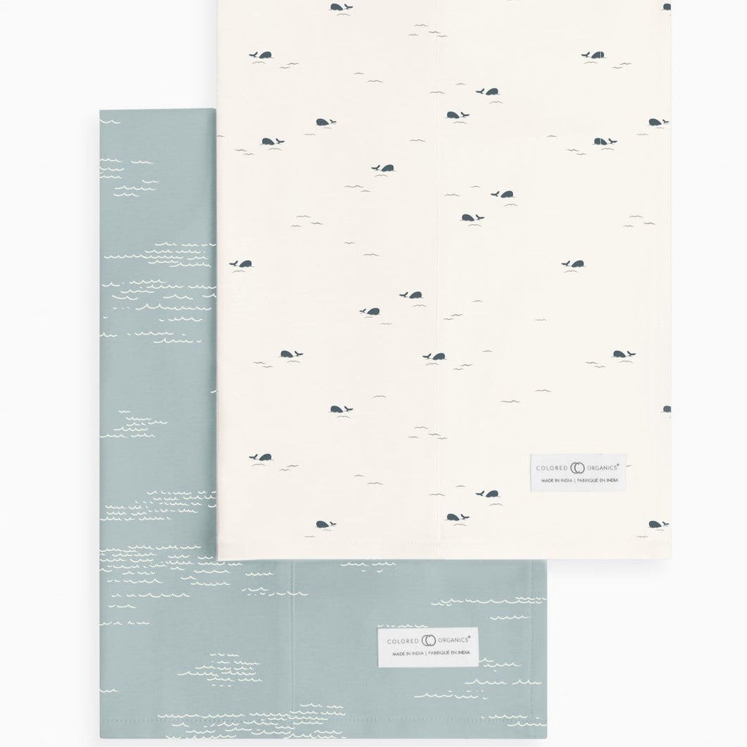 Burp Cloth (2 pack) - Whales/Harbor + Waves/Ocean - PARK STORY