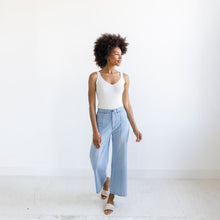 Load image into Gallery viewer, Light Wash Denim Sailor Pant
