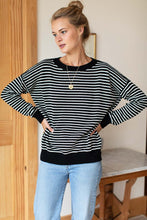 Load image into Gallery viewer, Carolyn Sweater in Ivory Stripe, Black Organic
