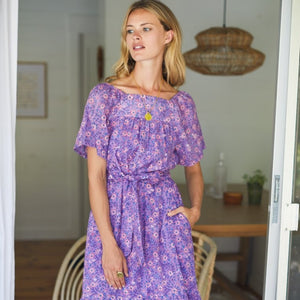 Colette Long Dress Violet Wildflower
