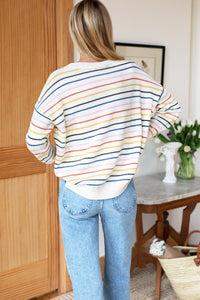 Carolyn Sweater in Rainbow Stripe Organic