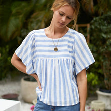 Load image into Gallery viewer, Basalie Top in Scallop Blue Stripe
