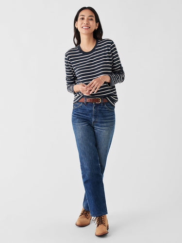 Cloud Long Sleeve Tee In Navy Stripe - PARK STORY