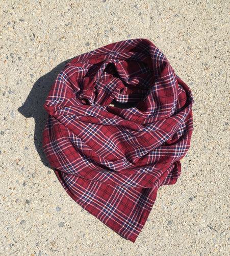 Red Plaid Blanket Scarf - PARK STORY